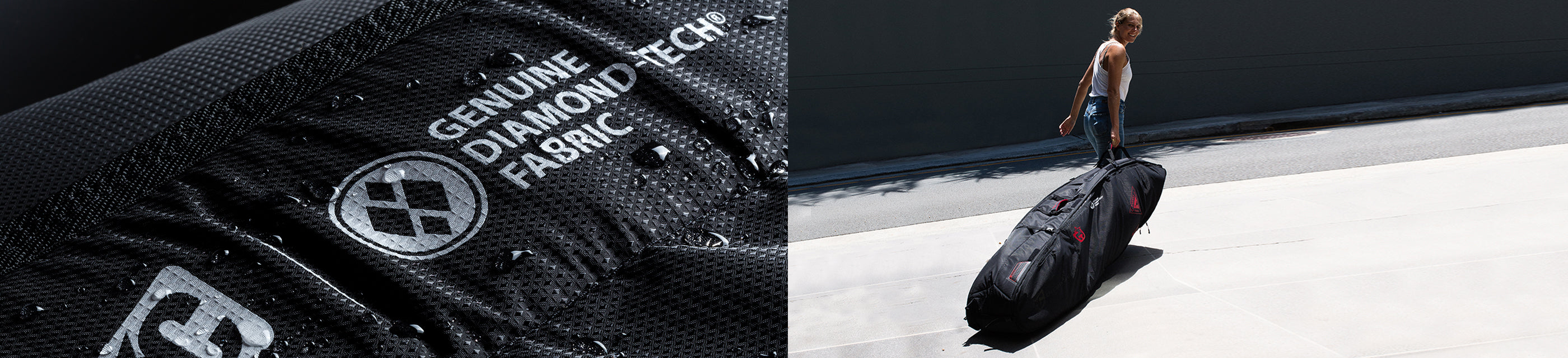 collage of black and white board bags