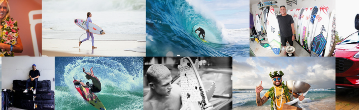image collage of surfing pictures