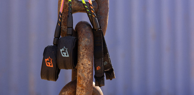 Black and white surfboard leashes