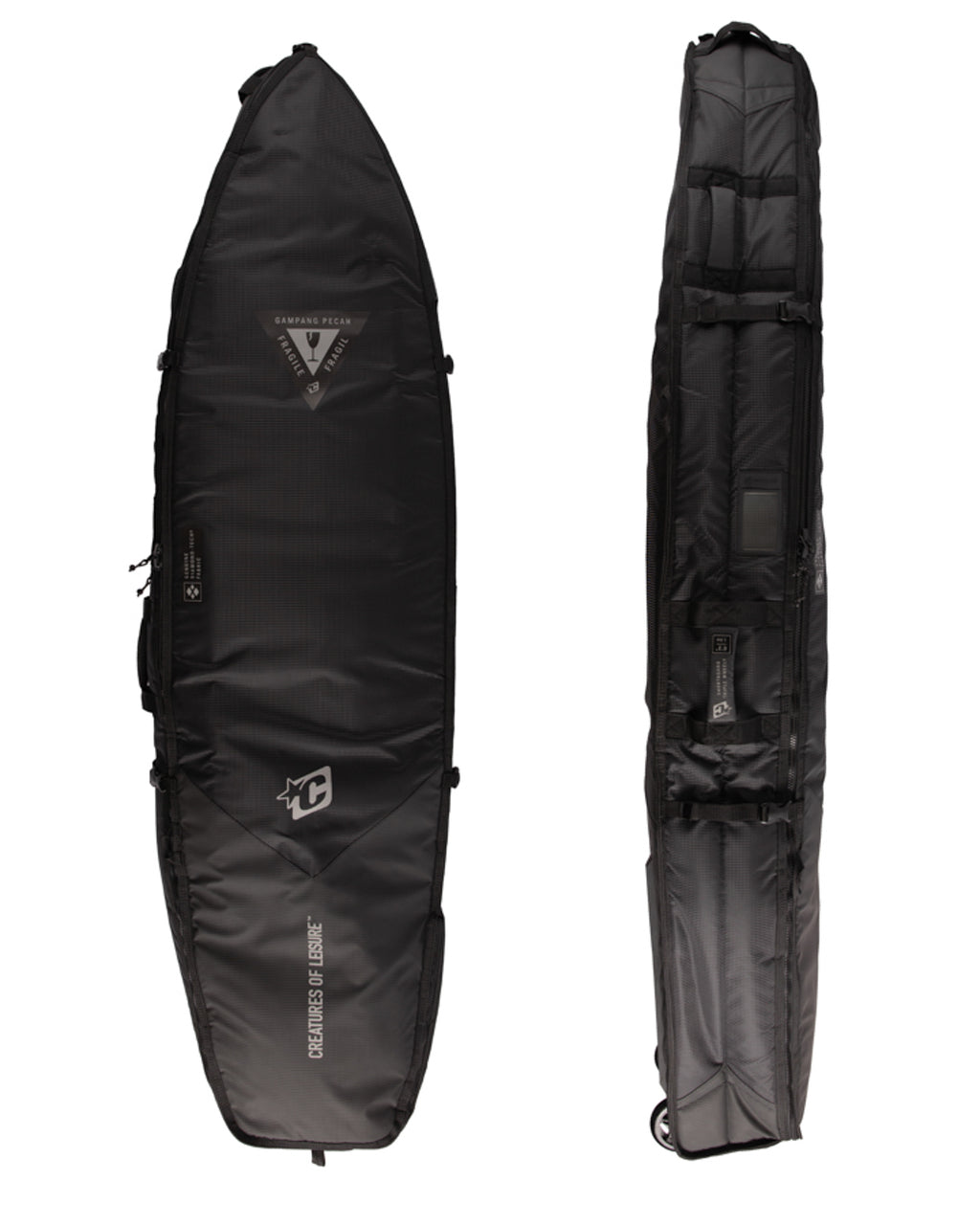 Shortboard Triple Wheely : Black Silver - 6'7