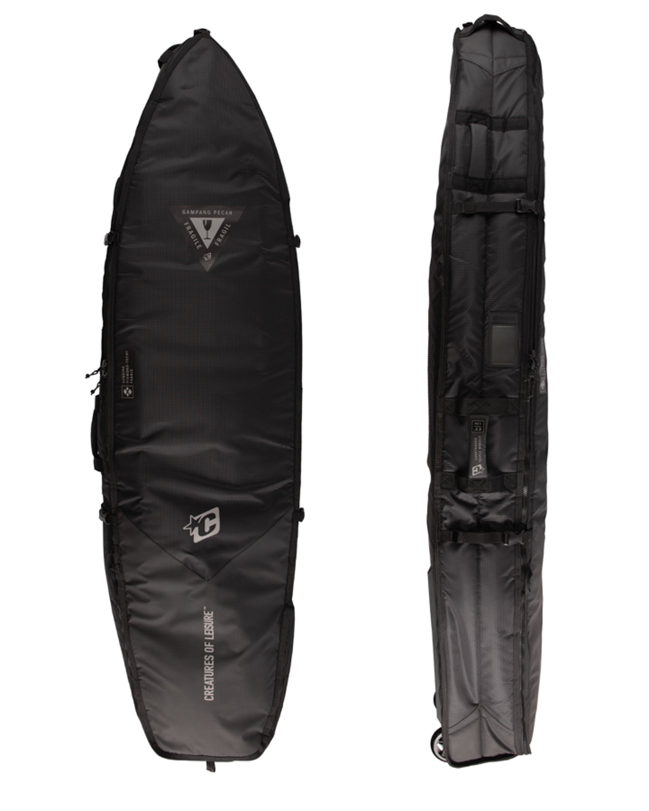 Shortboard Triple Wheely : Black Silver - 6'3