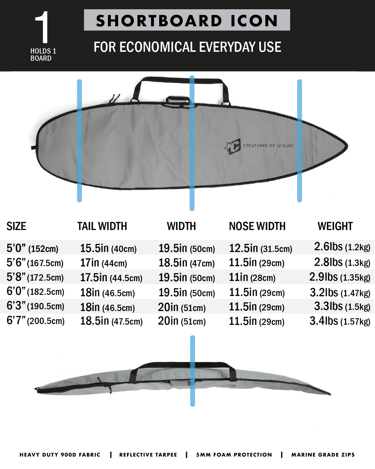 Shortboard Icon : Silver Black - 5'8