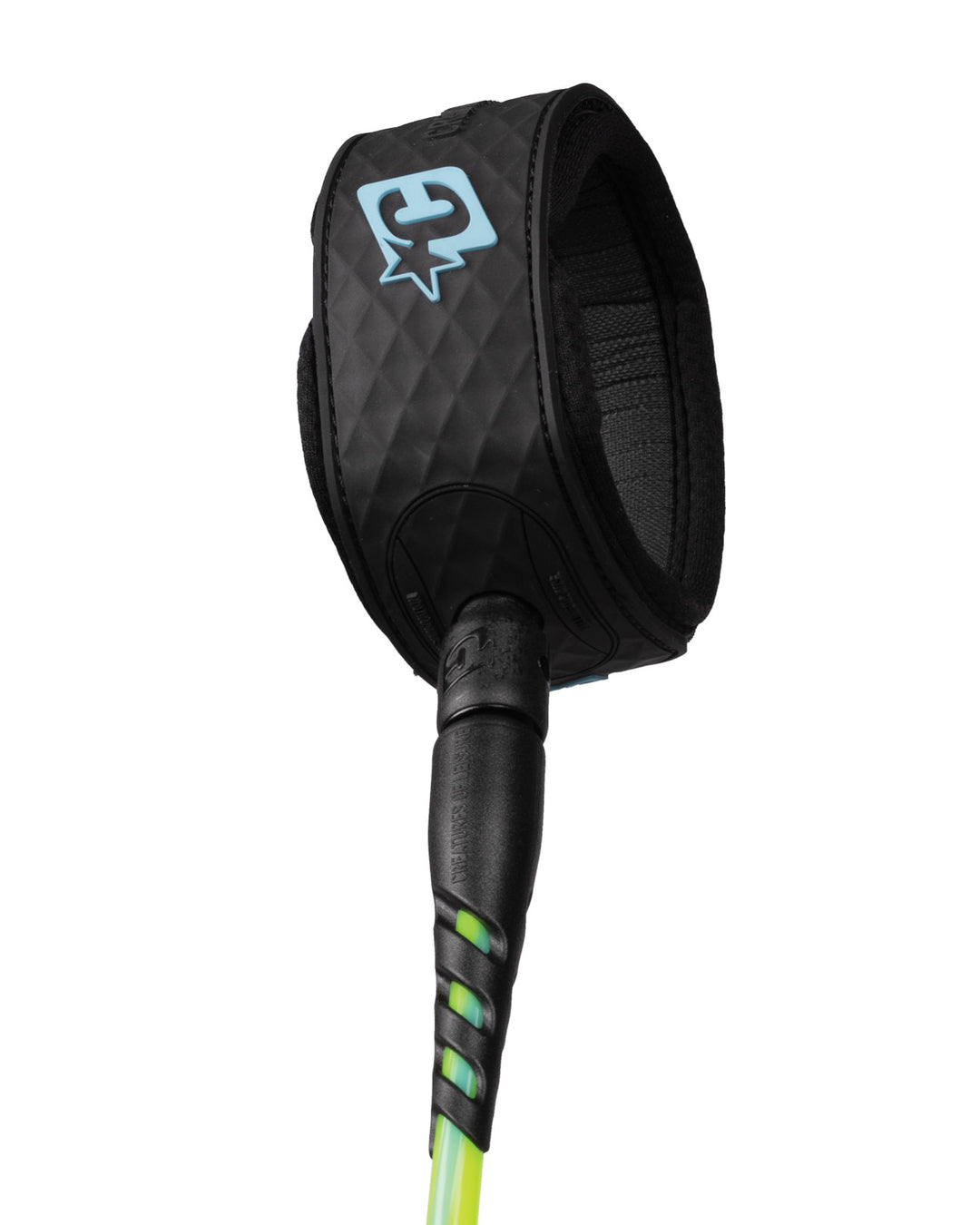 green and blue surf leash