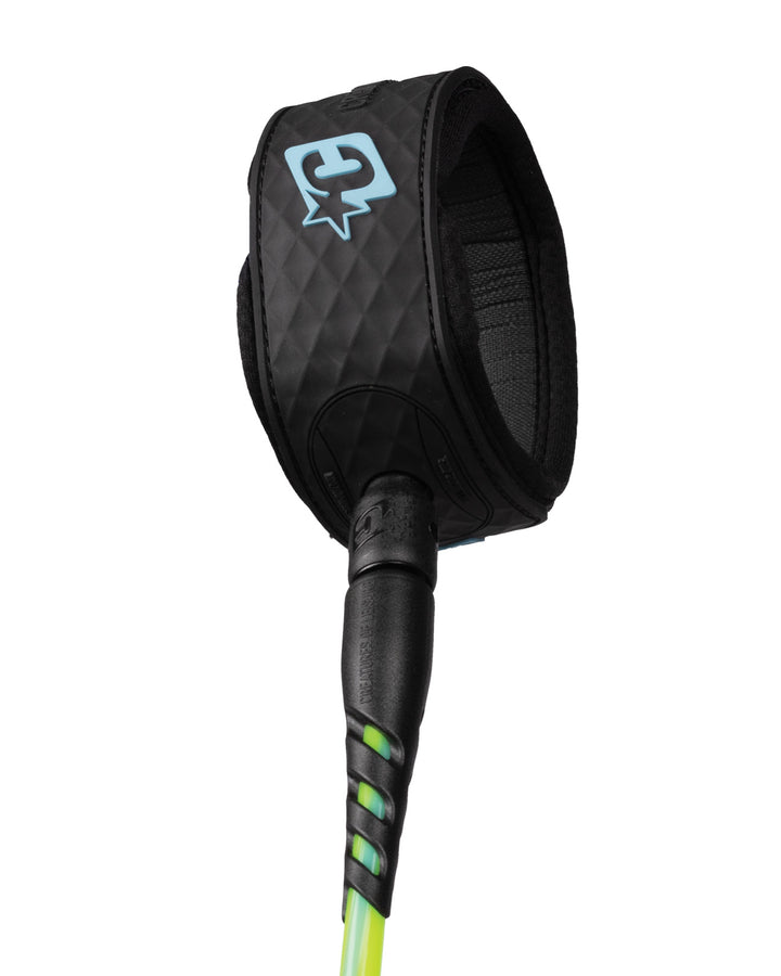 green and blue surf leash