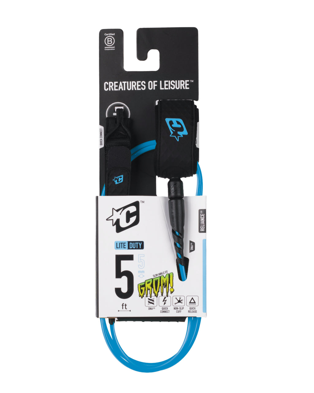 Reliance 2.0 Lite Duty 5 : Cyan Twist Black - 5 Ft