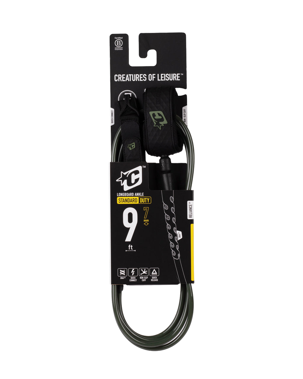 Reliance 2.0 Longboard Standard Duty Ankle 9 : Military Black - 9 Ft