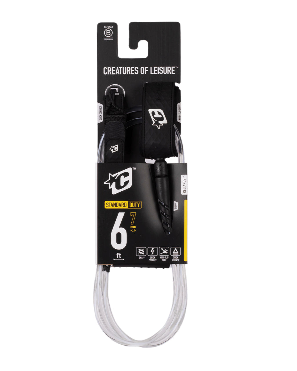 Reliance 2.0 Standard Duty 6 : Clear White Twist Black - 6 Ft