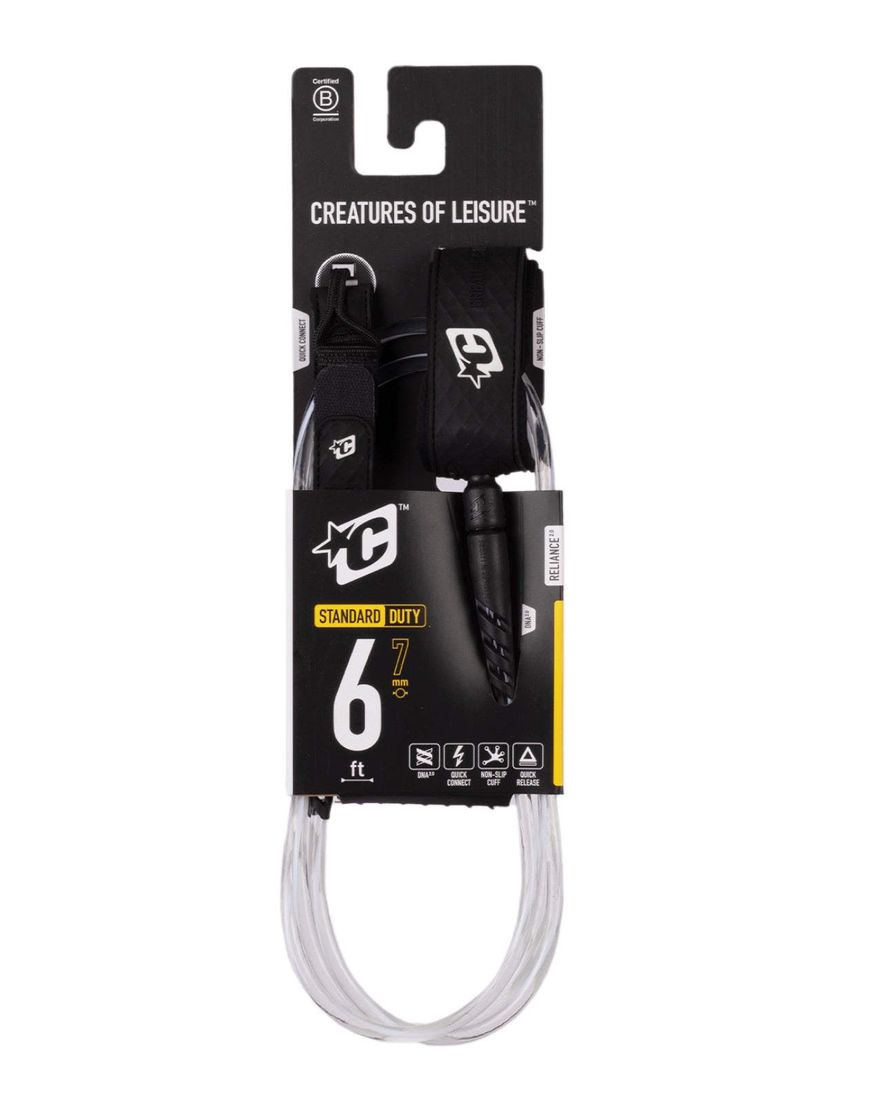 Reliance 2.0 Standard Duty 6 : Clear White Twist Black - 6 Ft